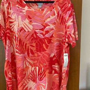 Chicos Button Back Cotton Slub Tee